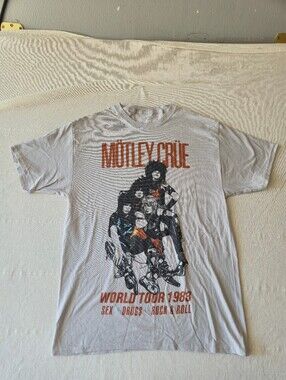 Motley Crue World Tour 1983 Vintage Style Graphic T-Shirt Medium New